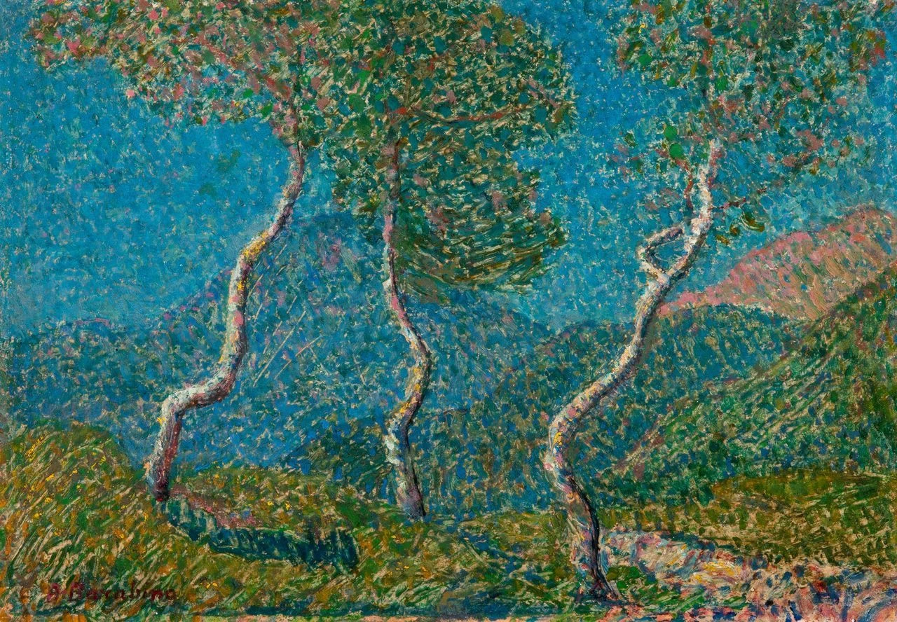 Paesaggio con tre alberi